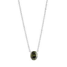 Colar Alexa oval zircônia verde oliva ródio branco