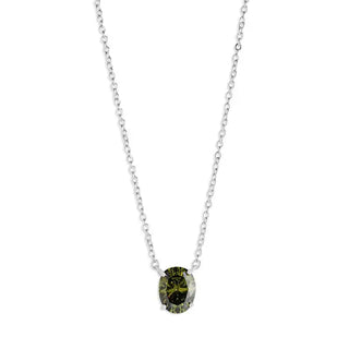 Colar Alexa oval zircônia verde oliva ródio branco