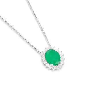 Colar Astrid oval esmeralda fusion ródio branco