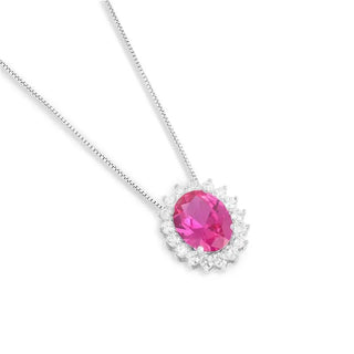 Colar Astrid oval zircônias turmalina pink ródio branco