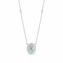 Colar Grazi oval zircônia água marinha ródio branco