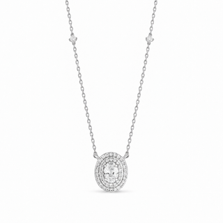 Colar Grazi oval zircônia branca ródio branco