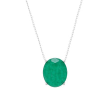 Colar Lorena oval esmeralda fusion prata 925