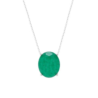 Colar Lorena oval esmeralda fusion prata 925