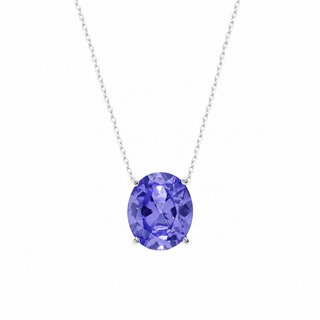 Colar Lorena oval zircônia tanzanita prata 925
