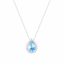 Colar Luli gota zircônia água marinha ródio branco
