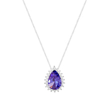 Colar Luli gota zircônia tanzanita ródio branco