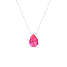 Colar Luma gota zircônia turmalina pink prata 925