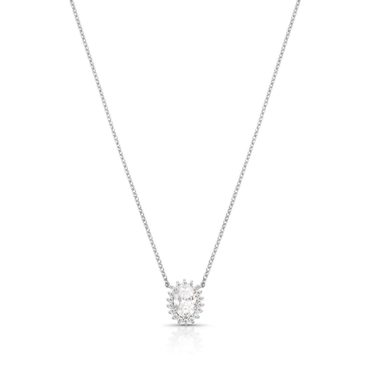 Colar Sirius oval Moissanite prata 925