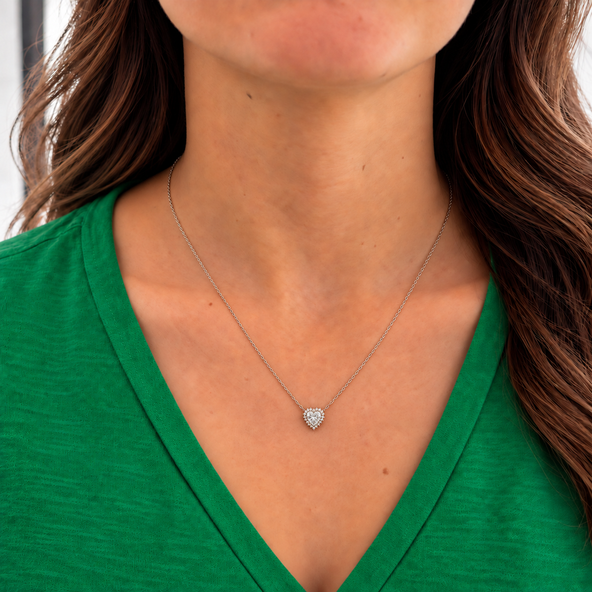 Colar Adore coração Moissanite prata 925