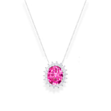 Colar mini Intense oval zircônia turmalina pink prata 925