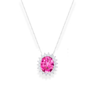 Colar mini Intense oval zircônia turmalina pink prata 925