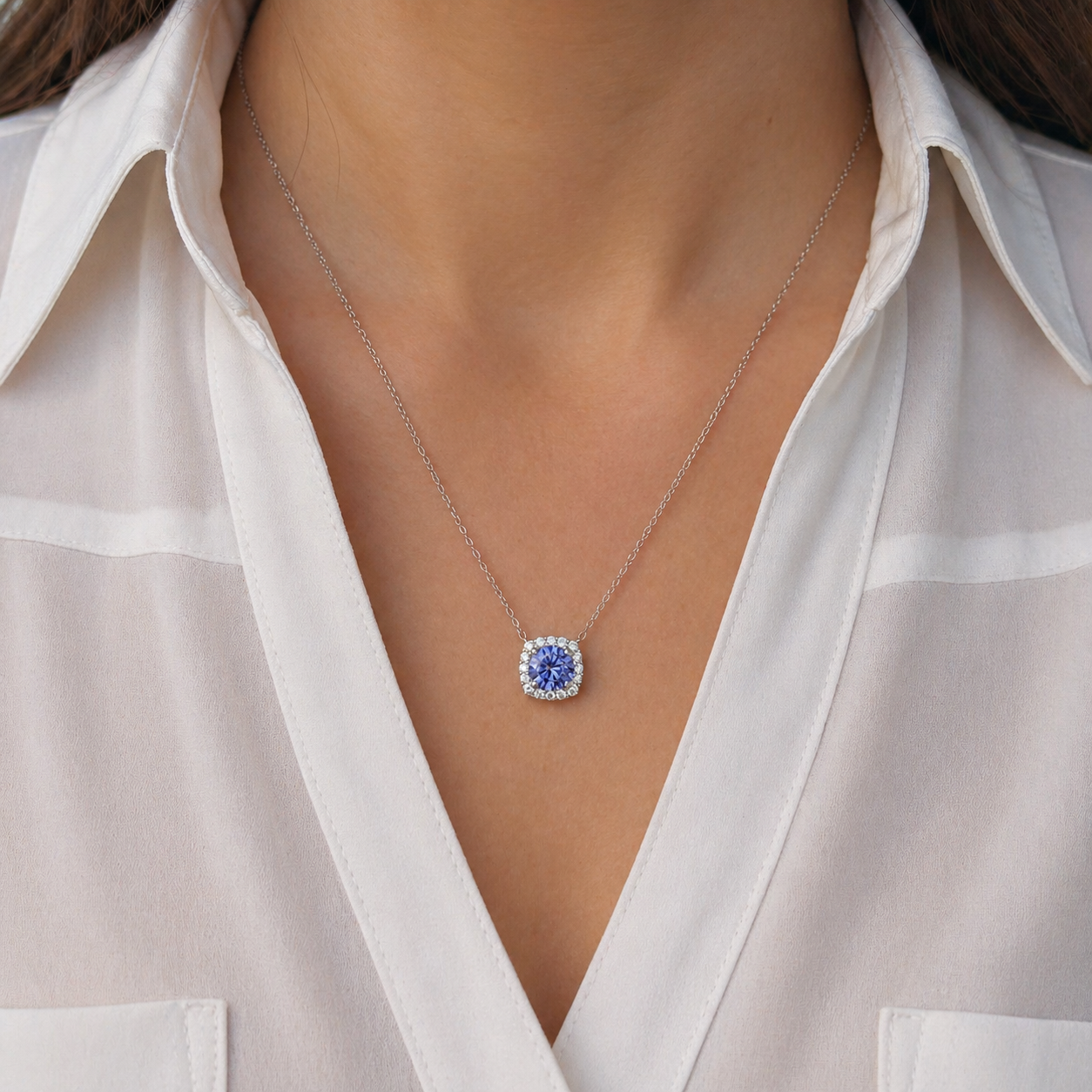 Conjunto Lella zircônia tanzanita prata 925