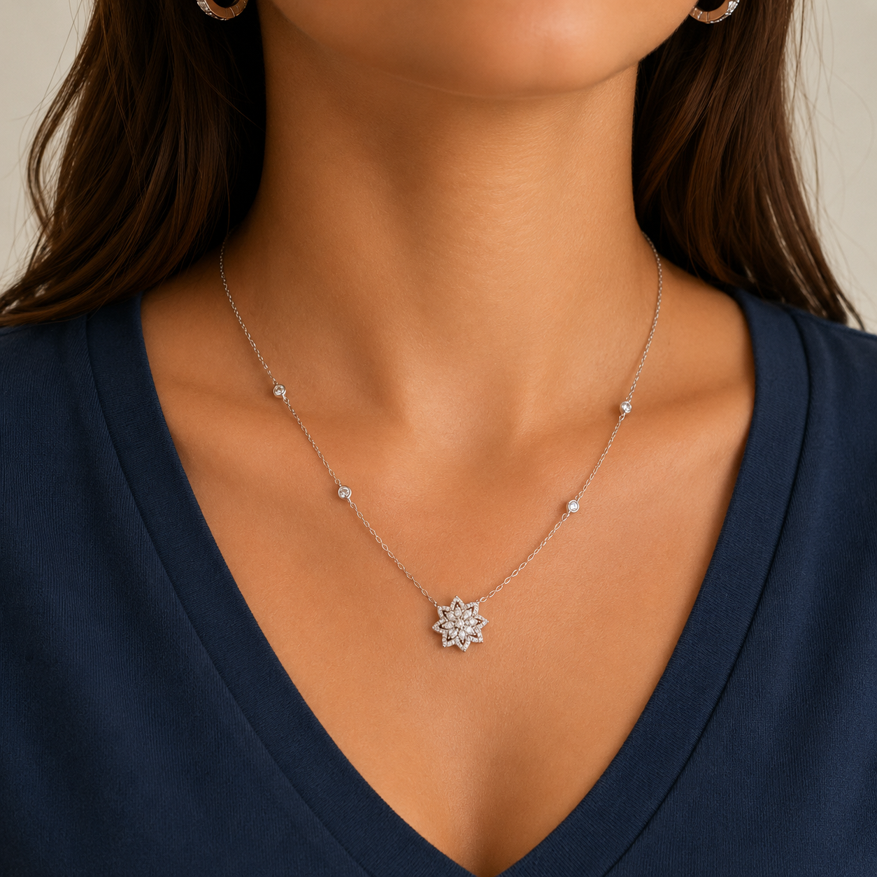 Conjunto Marina zircônias brancas prata 925