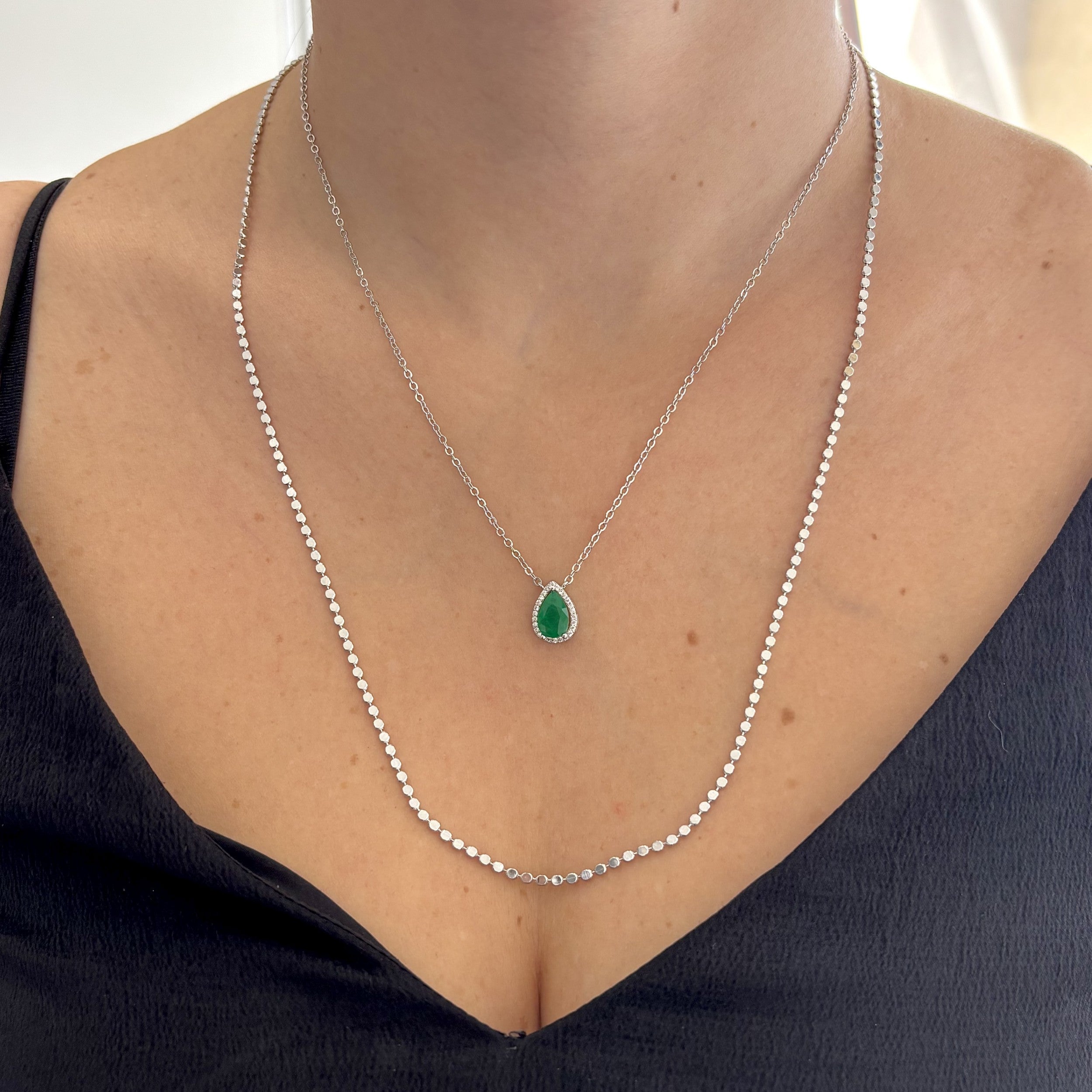Conjunto Paty gota esmeralda fusion ródio branco