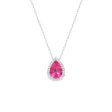 Colar Paty gota zircônia turmalina pink ródio branco