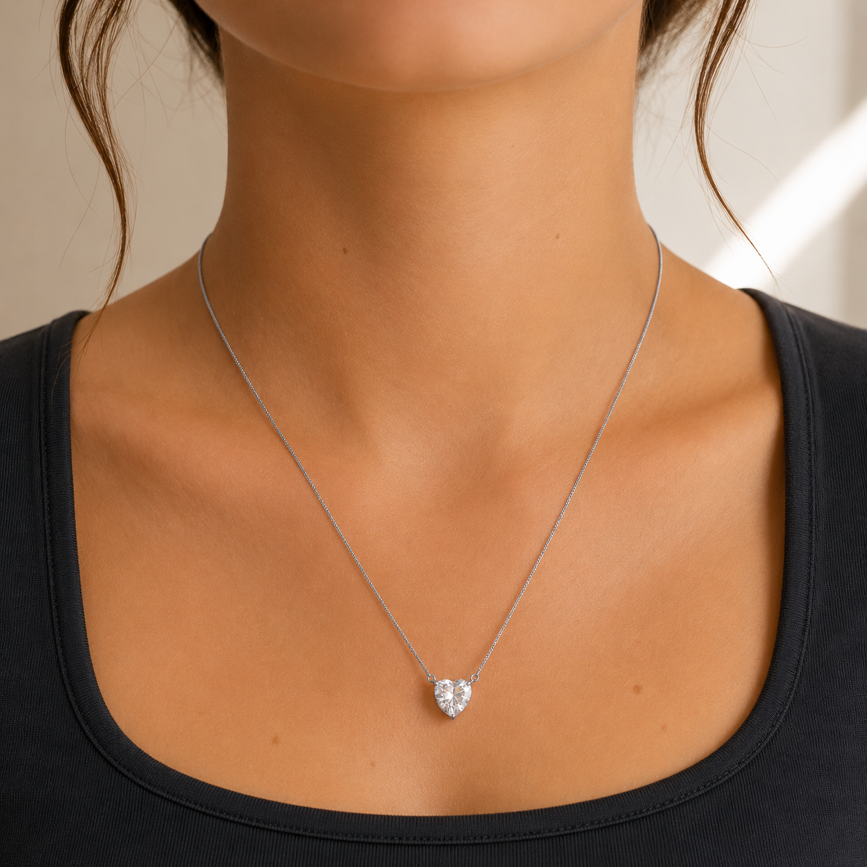 Conjunto Verona coração zircônia branca ródio branco