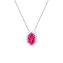 Colar oval Brenda zircônia turmalina pink ródio branco