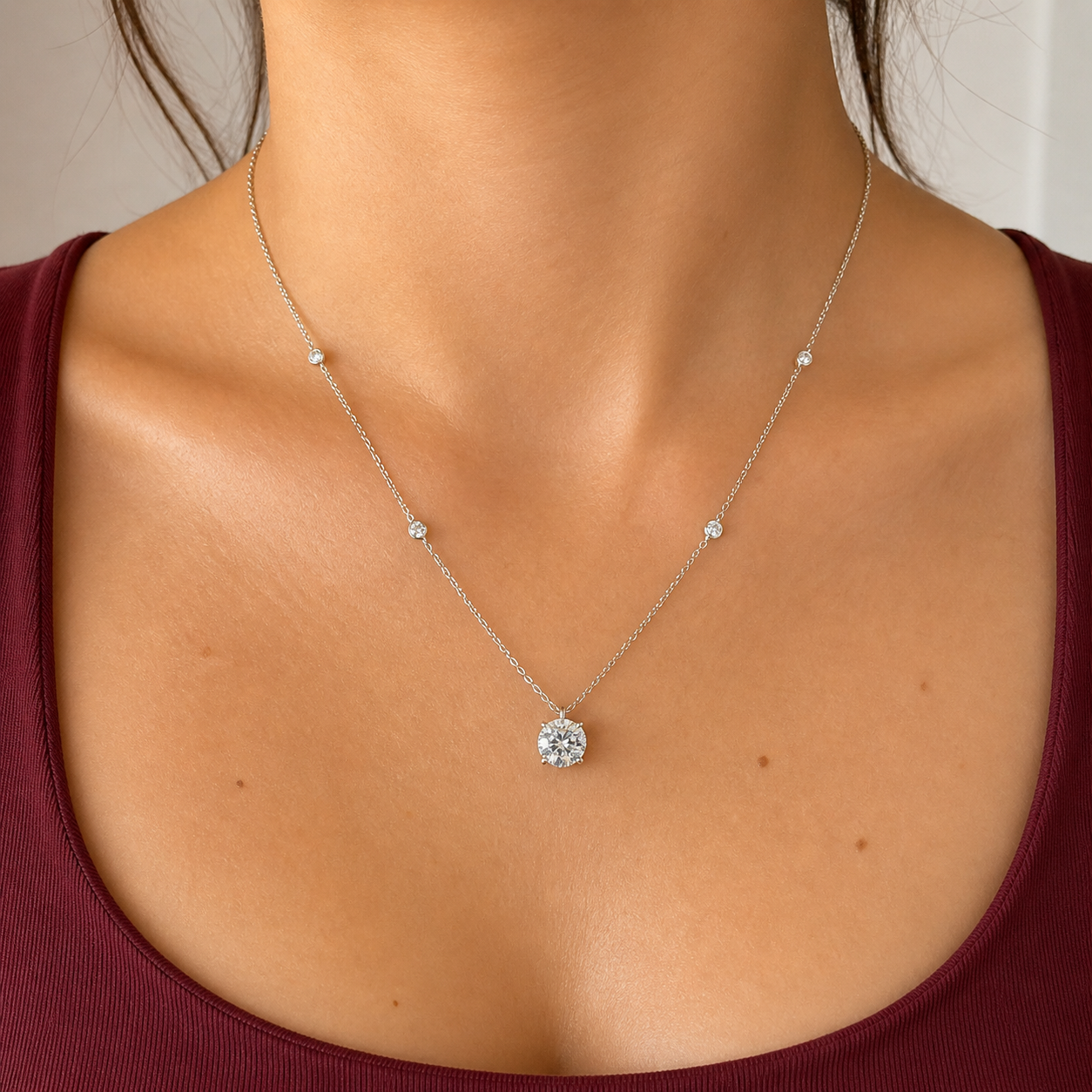 Conjunto ponto de luz Moissanite 2.0ct prata 925 (8mm)