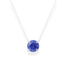 Colar ponto de luz zircônia tanzanita prata 925 (8mm)