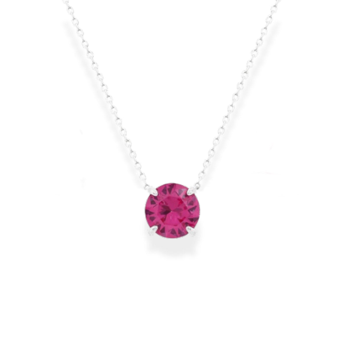 Colar ponto de luz zircônia turmalina pink prata 925 (8mm)