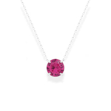 Colar ponto de luz zircônia turmalina pink prata 925 (8mm)