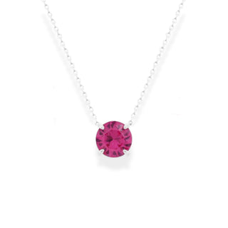 Colar ponto de luz zircônia turmalina pink prata 925 (8mm)