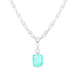 Colar riviera Cannes esmeralda colombiana fusion ródio branco