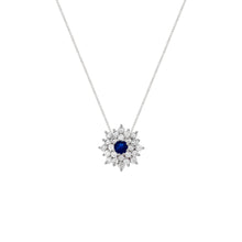Colar flor Rosalie zircônia azul safira ródio branco