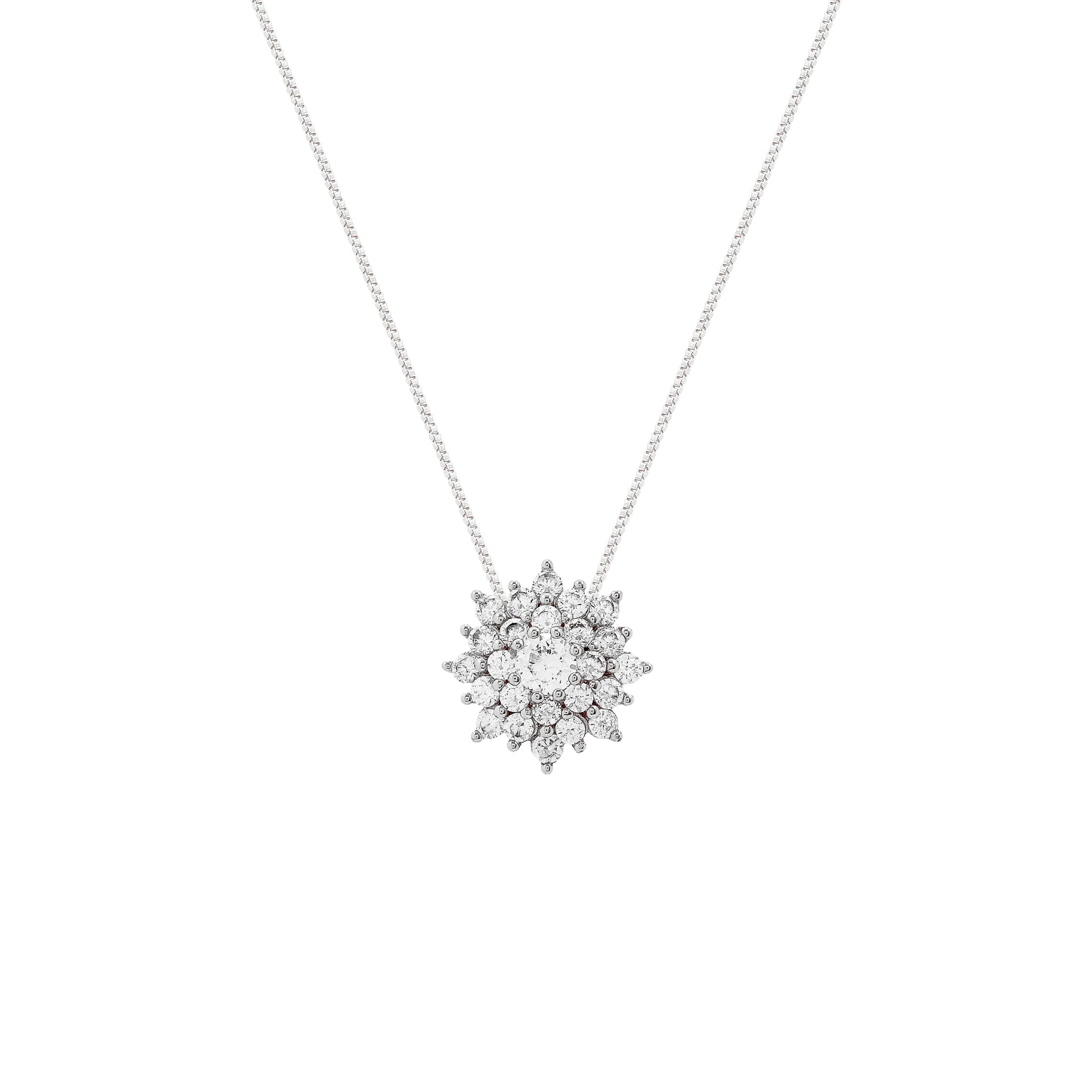 Colar flor Rosalie zircônia branca ródio branco