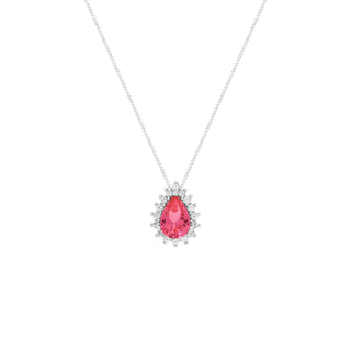 Colar Fran gota zircônia turmalina pink ródio branco
