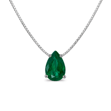 Colar gota Bourbon esmeralda fusion ródio branco