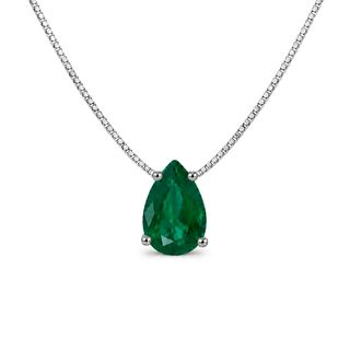 Colar gota Bourbon esmeralda fusion ródio branco