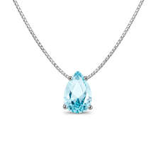 Colar gota Bourbon zircônia água marinha ródio branco