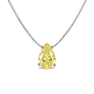 Colar gota Bourbon zircônia fancy yellow ródio branco