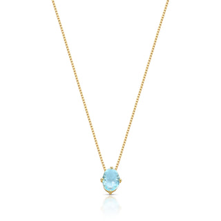 Colar oval Candy zircônia água marinha ouro