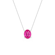 Colar oval Sasha zircônia turmalina pink ródio branco