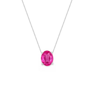 Colar oval Sasha zircônia turmalina pink ródio branco