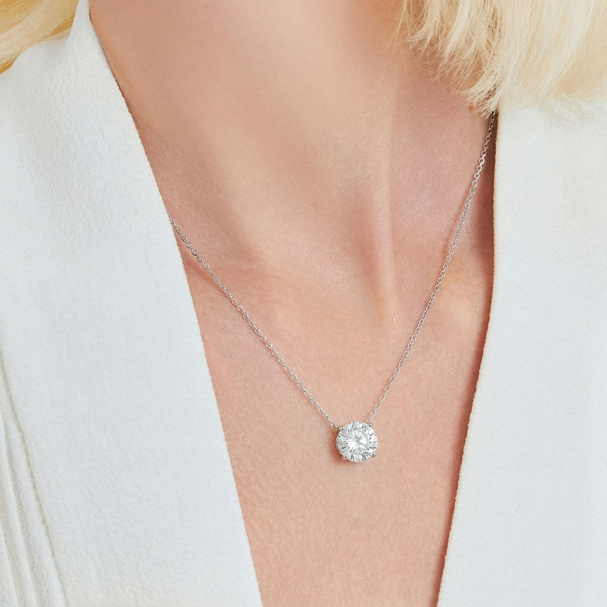Colar ponto de luz Moissanite prata 925 (10mm)