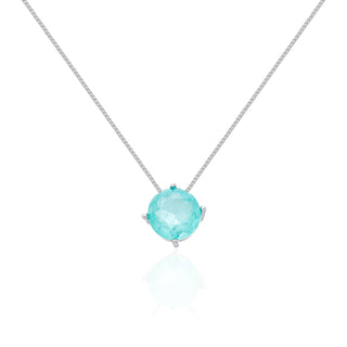 Colar ponto de luz esmeralda colombiana fusion ródio branco (8mm)