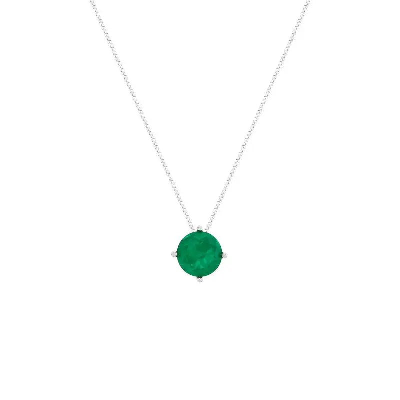 Colar ponto de luz esmeralda fusion ródio branco (6mm)
