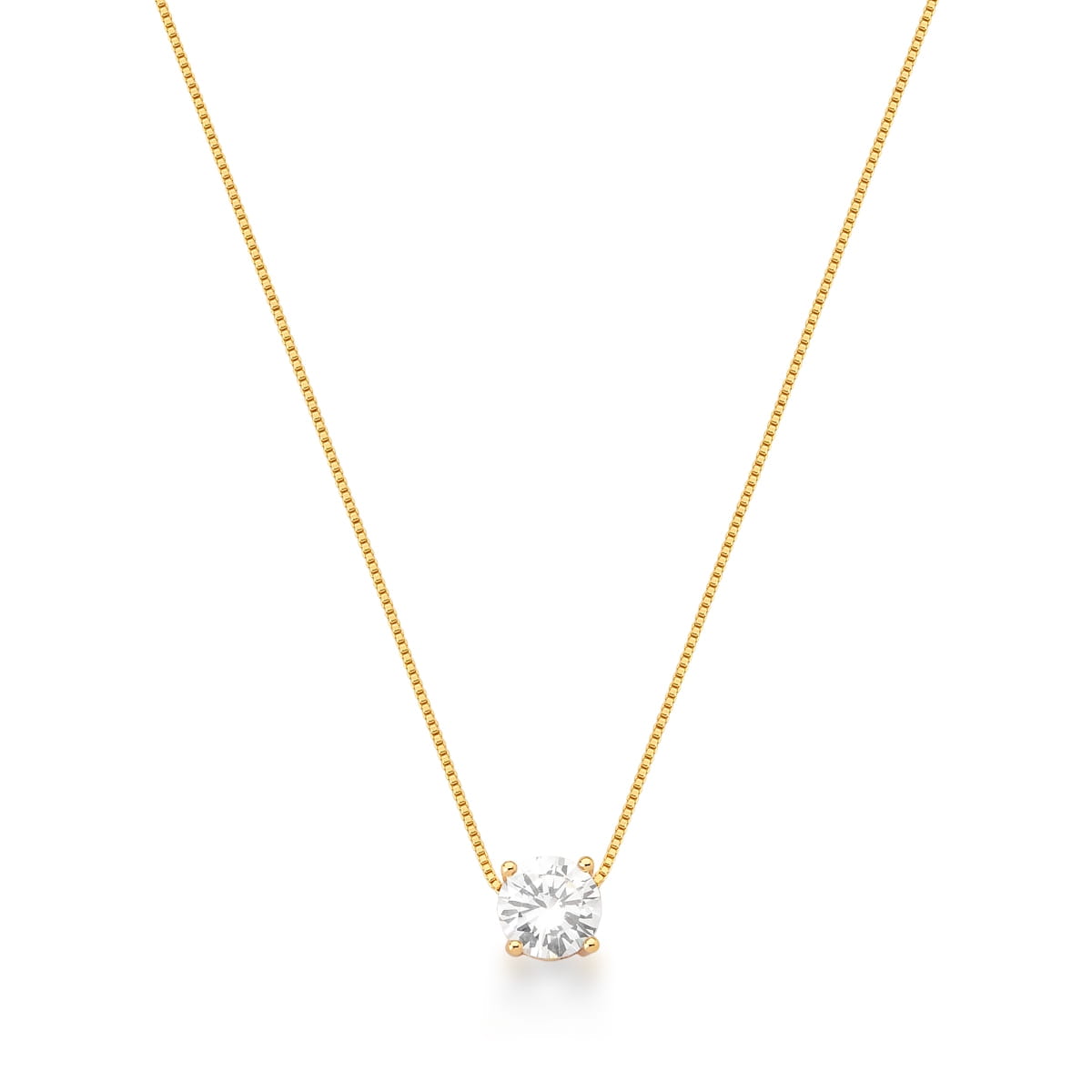 Colar ponto de luz zircônia branca ouro (8mm)