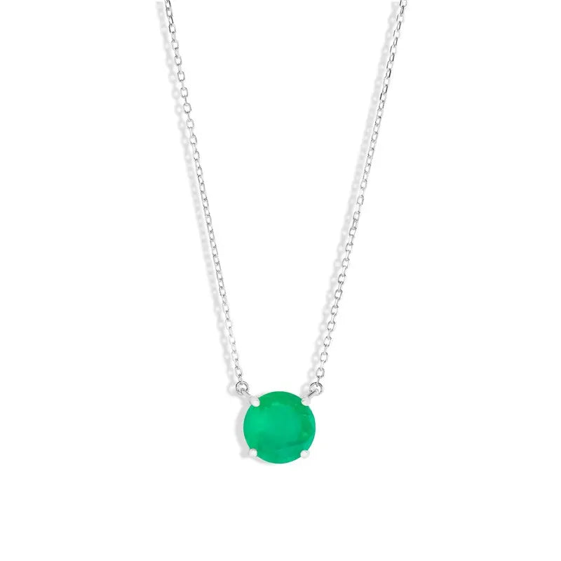 Colar ponto de luz esmeralda fusion prata 925 (10mm)