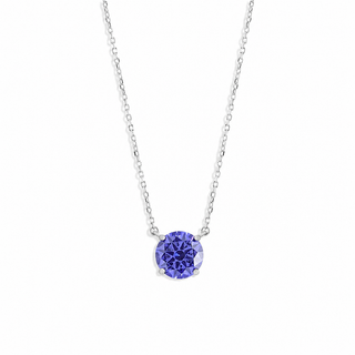 Colar ponto de luz zircônia tanzanita prata 925 (10mm)