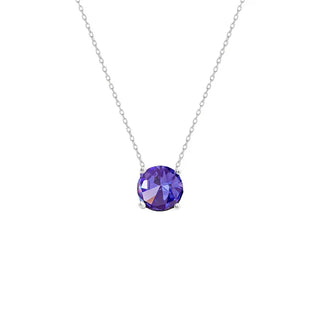 Colar ponto de luz zircônia tanzanita prata 925 (6mm)