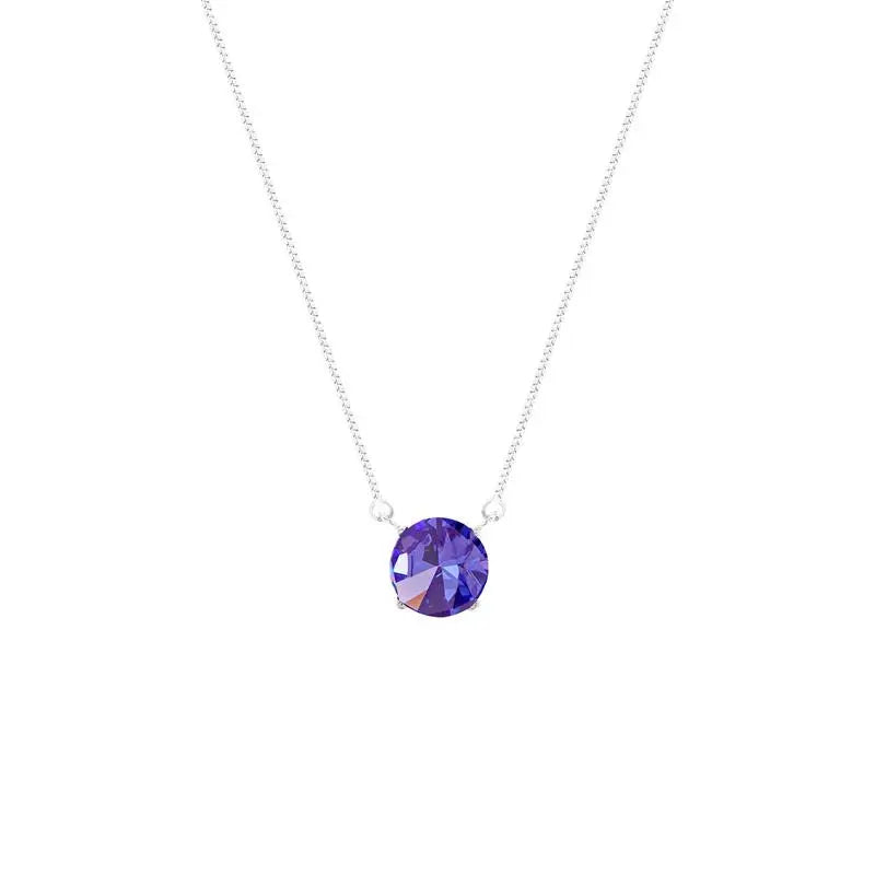 Colar ponto de luz zircônia tanzanita ródio branco (6mm)