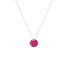Colar ponto de luz zircônia turmalina pink ródio branco (6mm)