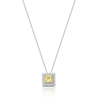 Colar quadrado Fiore zircônias fancy yellow ródio branco