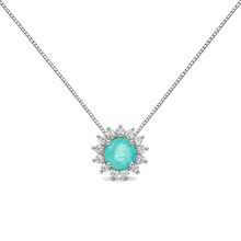 Colar redondo Blossom esmeralda colombiana fusion ródio branco