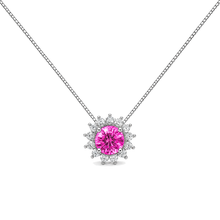 Colar redondo Blossom zircônia turmalina pink ródio branco